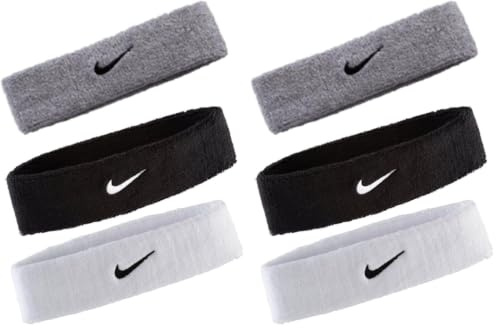 Nike Unisex Erwachsene Swoosh Headband Stirnband, Grau (Grey Heather/Black), Einheitsgröße EU (Packung mit 2)
