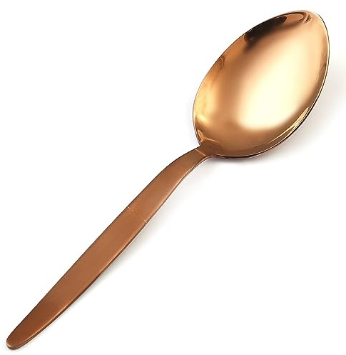 BNAZIND Kunz Rose Gold Spoon | Titanium Shiny18/10 Stainless Steel Basting Serving Spoon | 9 Inches Plating Daily Chef Cooking Utensils