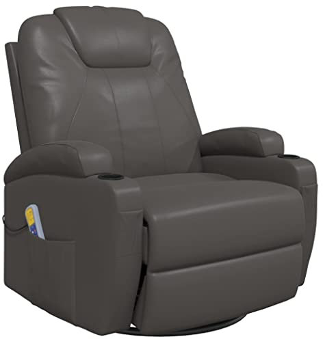 vidaXL Massage-Schaukelsessel Anthrazit Kunstleder, Schaukelsessel, Relaxsessel, Sessel, elektrischer Massagesessel, TV Sessel, Massagestuhl