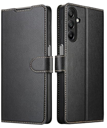 ELESNOW Samsung Galaxy A15 fodral, plånbok i PU-läder vikbart skyddsfodral, flip skal, magnetiskt stötsäkert vikbart fodral för Samsung Galaxy A15 4G/5G (svart)