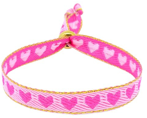 Selfmade Jewelry - Statement Festival Armband Stoff Armband Damen Stoffarmbänder in Pink für Festival Outfit Damen