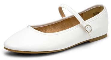 DREAM PAIRS Schuhe Damen Ballerinas Mary Jane Schuhe Trachtenschuhe runde Zehen Bequeme Elegante für den Alltag,Size 40,Weiss-Pu,SDFA2441W