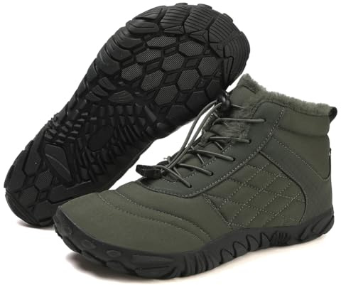 Barefoot Bottes de randonnée d'hiver pour homme et femme - Imperméables - Chaudes - Doublées en fourrure - Confortables - Antidérapantes - Unisexe, Xh02 Vert kaki, 41 EU