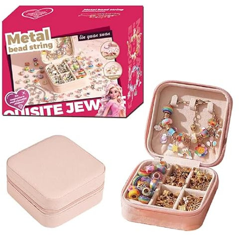 COIL Schmuckset, Kinderschmuck, Perlen zum Auffädeln, Selbstbausatz, DIY, Kreativset, Charm Set, Armband, Kette, Haarschmuck (Bunt-5)