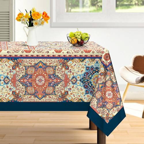Arquiel Mantel Rectángula México Flor, PoliéSter Mantel De Tela Antimanchas Impermeable Lavable Duradera para Cocina Comedor Fiestas Primavera/Verano (140cm X 180cm)