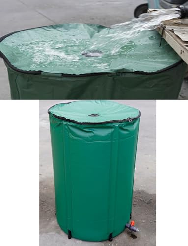 Barril de Lluvia Plegable - Tanque Grande for almacenar Agua de jardín con Grifo y Kit de desbordamiento | Diseño Plegable y portátil Que Ahorra Espacio(100L/40X78cm)