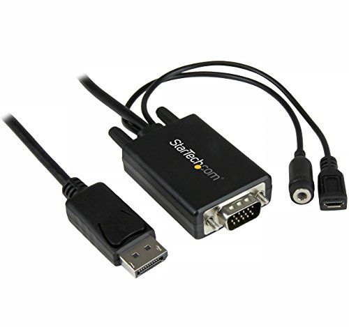 Câble DisplayPort vers VGA - Câble/Cordon Adaptateur Convertisseur DisplayPort vers VGA (DP vers VGA, DisplayPort HDMI, VGA) avec Audio de 2 m - Convertisseur DP vers VGA - 1920 x 1200 (DP2VGAAMM2M)