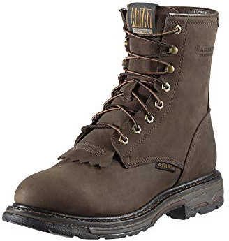 Ariat BMVY9 Mens WorkHog 8 Waterproof Work Boot Oiled Dark Brown 10