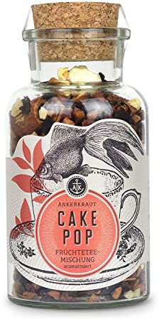 Ankerkraut Cake Pop, Früchte-Tee lose, 120g im Korkenglas, Popcorn-Geschmack mit Apfel-Mandel-Gebäck, heiß aufgießen, für Genuss pur, ca. 25 Tassen