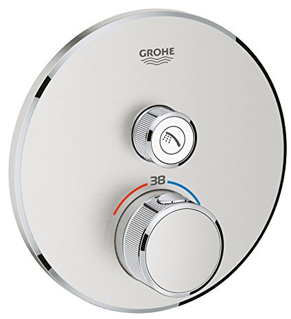 GROHE Grohtherm Smartcontrol Thermostat mit 1 Absperrventil (Sicherheitsperre bei 38°C , Temperaturendanschlag bei 43°C oder 46°C, langlebig), supersteel, 29118DC0
