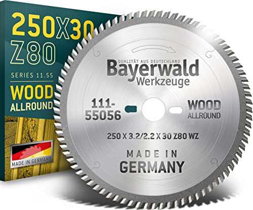 Bayerwald - Carbure de tungstène - Ø 250 x 3.2 x 30 | Z=80 VW | Série 11.55 - Denture alternée pour coupes longitudinales et transversales dans le bois/les dérivés du bois