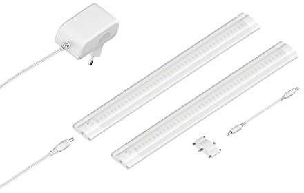 ledscom.de LED Unterbau-Leuchte SIRIS weiß matt, flach, 30cm, je 368lm, warm-weiß, 2er Set
