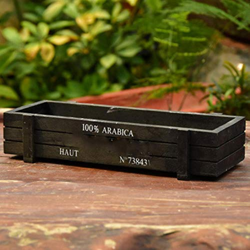 Rosa Azul Verde Maceta de jardín Decorativa Vintage Suculenta Cajas de Madera Cajas Mesa Rectangular Mesa Maceta Dispositivo de jardinería, Negro, Medio