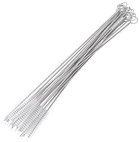 20 Pieces Bottle Cleaning Brushes, Baby Bottle Brush Reusable Bottle Tube Brushes Stainless Steel Hand Drink Water Cup Straw Wash Brush Cleaner for Water Bottle Straw Decanter (Silver)