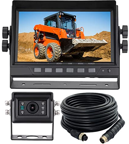 7 1080P AHD Wired Reverse Rear View Backup Camera System,Guide line,IP69K No Water Leakage Camera, Night Vision, Vibration-Proof 10G for Tractor/Truck/Excavator/Caravan/Skid Steer/Heavy Equipment