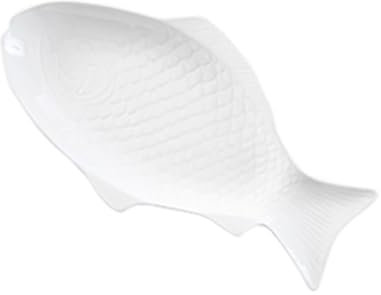 Cabilock Fischteller Keramik Fischplatte Porzellan Servierteller Fischform Lachsplatte Vorlegeplatte Ovale Frühstücksteller Tablett Servierschale Servierplatten für Fisch Snack Meeresfrüchte