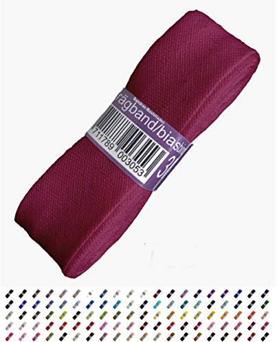 Sandras-Bastelladen Schrägband/Einfassband Baumwolle Uni gefalzt 3m x 20mm 756-Weinrot