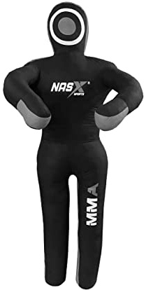 NASX Sports Grappling Canvas Dummy Jujutsu MMA Wrestling Judo Karate Boxing 4FT 5FT 6FT Unfilled (Black and Grey, 4)