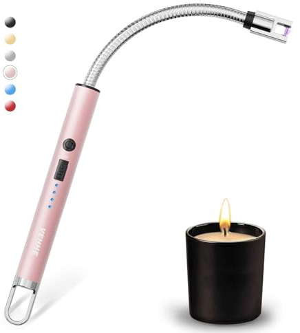 VEHHE Lichtbogen Feuerzeug USB, Elektrisches Stabfeuerzeug Rosa | USB aufladbar – wiederverwendbar | Lichtbogen – ohne offene Flamme | Flexibler Hals – bequemes Anzünden