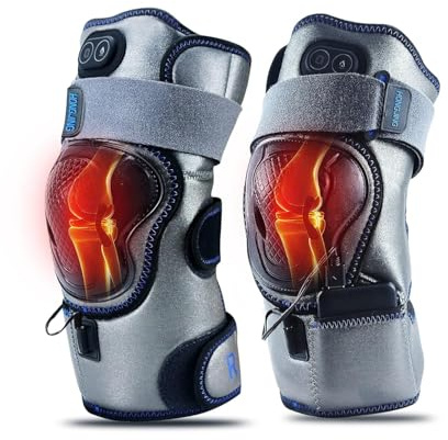 HONGJING Beheiztes Knie Massagegerät Wiederaufladbar zur Linderung von Arthritis, Gelenkschmerzen, 3 einstellbare Vibrationen und Wärme (1 Paar)