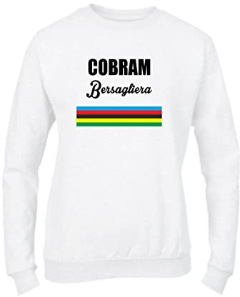 Social Crazy Felpa Donna Girocollo Basic Top qualità Top vestibilità - Cobram Bersagliera - Coppa Cobram - Divertente Humor Made in Italy (Bianco, XL)