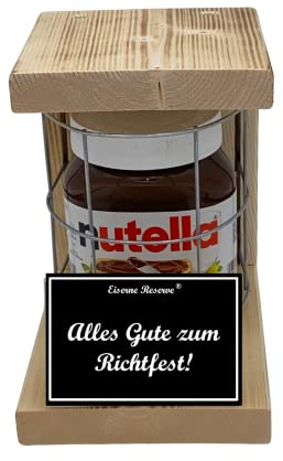 Nutella - Notfall Reserve - Metallgitter - Alles Gute zum Richtfest - Alles Gute zum Richtfest Geschenk - Die Nutella Geschenkidee mit Holz für Männer und Frauen