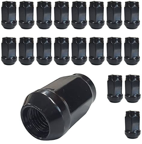 20 dadi per ruota, neri, con testa conica, chiusi, M12 x 1,25 HEX19