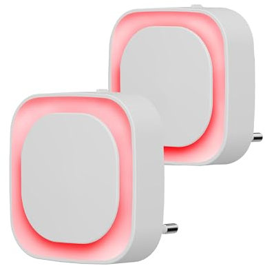 YUNLEX Lámpara de Noche Enchufable 2 Unidades, Luz Tenue Roja Nocturna, Encendido Automático al Anochecer y Apagado al Amanecer, LED Regulable para Dormitorio, Cuarto de Bebé, Baño