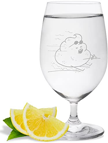 JUNIWORDS Wasserglas mit Gravur, Kackhaufen Wasserski, Wasserglas (1001724)