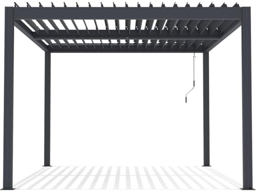 Pergola bioclimatique avec LED Windsor Premium en Aluminium 3 x 4 - Gris