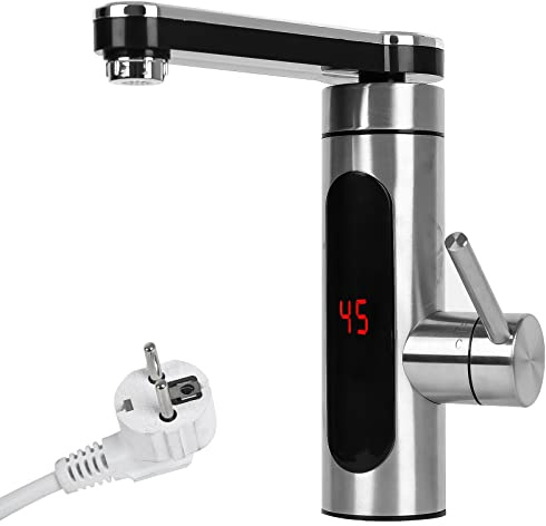 CEIEVER - Grifo eléctrico con calentador de agua instantáneo (230 V, pantalla LCD, rotación de 360°, con calentador de agua instantáneo para cocina)