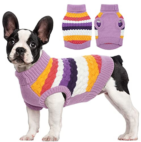 Kuoser Warmer Hundepullover für Kleine und Mittelgroße Hunde, Fleece Hunde Kleidung, Winter Pullover Lila XXL