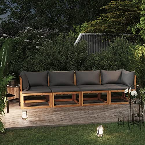 GuyAna 4-Sitzer-Gartensofa mit Auflage Gartencouch Balkon MöBel FüR Kleinen Balkon Outdoor LoungemöBel Garten Sofa Akazie Massivholz