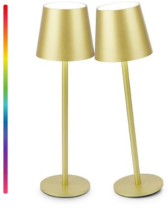 Faithorse Cordless Table Lamp 2 Pack, 5200mAh Battery Operated Table Lamps IP54 Waterproof Desk Lamp with RGB Color Changing Rechargeable Night Light Touch Control Bedside Lamp for Bedroom(Champagne)
