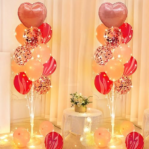 Set di 2 supporti LED per palloncini, 1,3 m, supporto riutilizzabile per matrimoni, feste, compleanni, decorazioni