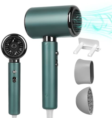 Suprbee Asciugacapelli Ionico, 2400W Asciugacapelli Professionali con 1 Concentratore, e Diffusore 2 Velocità/3 Temperatura, Protezione dal Surriscaldamento, per Salone Parrucchieri Famiglia(Verde)