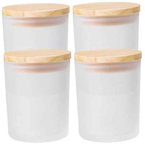 DIYEAH 4pcs Aromatherapy Candle Cup Frosted Glass Candle Jar Small Empty Jar for Making Scented Holder
