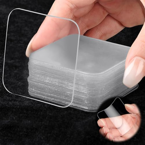 26 PCS Clear Double Sided Adhesive Pads for Mounting Waterproof 2.36inch Double Sided Sticker Super Strong Heavy Duty Washable Sticky Patch Walls Hanging Nano Gel for DIY Craft Home Office