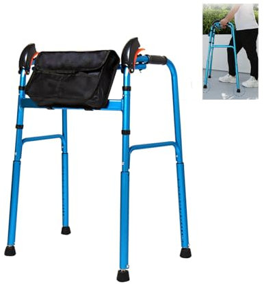 Joyfitness zusammenklappbares Gehgestell aus Aluminium, tragbarer Gehhilfe mit Einstellbarer Höhe,Gehbock Klappbarer, zusammenklappbare Gehhilfe mit rutschfestem Fußpolster