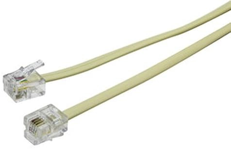 WatioWave Cable de conexión telefónica 6P/4C, 15 metros, color marfil - Ideal para instalaciones de telecomunicaciones y redes de voz.