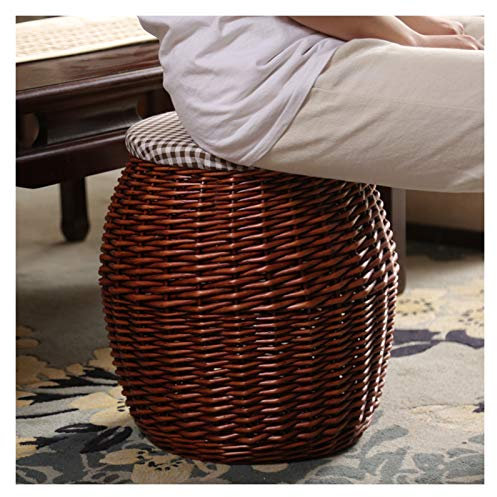 Ottomane mit Stauraum, Fußhocker, gewebtes Rattan-Sofa, Hocker, Dekorationsmöbel mit Bezug, großer Stauraum zur Aufbewahrung von Spielzeug, starke Tragfähigkeit (Farbe: Braun, Größe: 24 x 32
