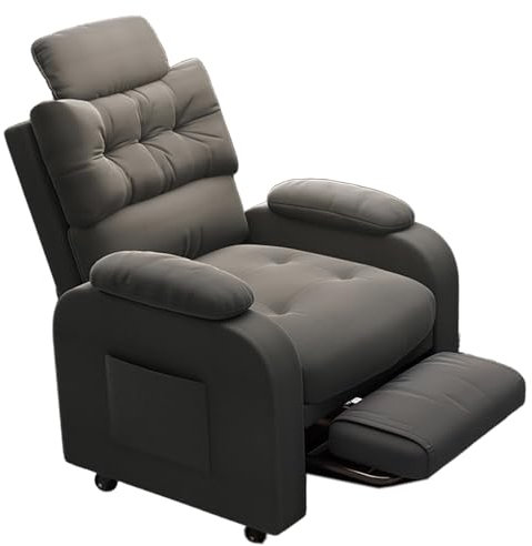 Sessel Wohnzimmermit Pedalen Doppelt Gepolsterte Verstellbare Rückenlehne Loungesessel 360° Drehung Liegen und Schlafen Relaxsessel für Wohnzimmer, Schlafzimmer(Black)