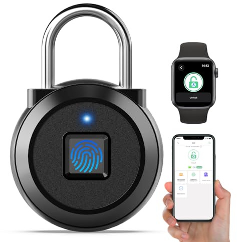Cadenas de casier de gym avec empreintes digitales eLinkSmart avec plus de 1000 utilisateurs d'applications – Verrou intelligent de sécurité extérieur étanche pour casier de gym, sac à dos, boîte de