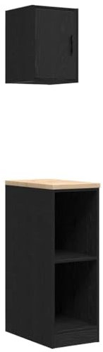 vidaXL Armarios 2 uds para garaje madera de ingeniería negro