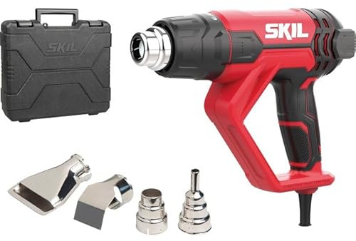 SKIL BLACK Pistolet à Air Chaud 2000W - Idéal pour Bricoleurs - Température Réglable et Flux d’Air Puissant - Kit Complet avec Maletín