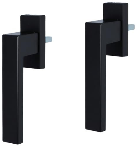 Set di 2 maniglie per finestre nere, colore nero, con griglia a 45°, design esclusivo