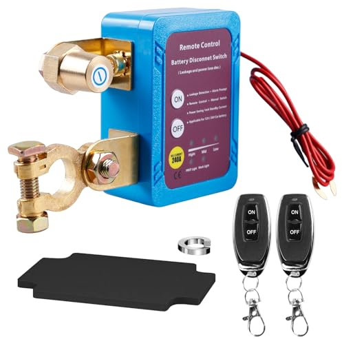 Coupe Circuit Batterie 12V 240A Coupe Batterie Voiture,Coupe Circuit avec 2 Télécommandés Sans Fil,Interrupteur D'arrêt Automatique,Interrupteur de Batterie à Distance pour Voiture Camion Bateau