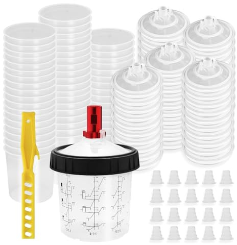 Kioball Tazza di Miscelazione per Pistola per Verniciatura per Auto Pistola A Spruzzo Ad Aria Compressa con Adattatore per Tazza Set da 20 Once (600 Ml)