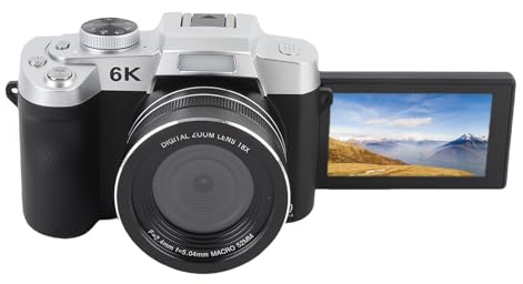 6k Digitalkamera für Fotografie, WiFi 84MP Vlogging -Kameras für YouTube, UHD Autofocus Videokamera 3 180 ° Flip -Bildschirm mit 18 -facher Zoom, Compact Vlog Travel Camara