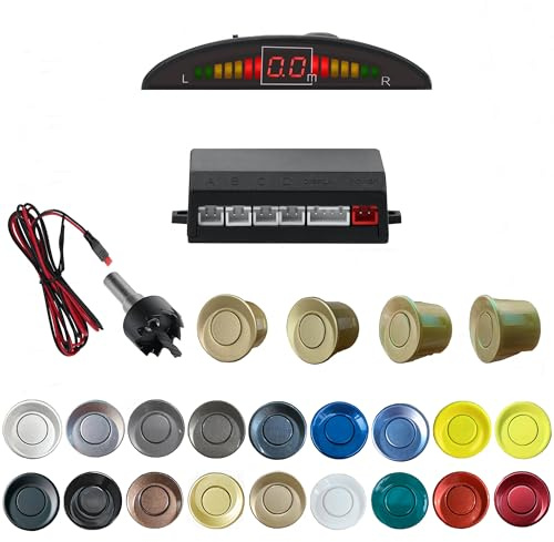 Parking Sensor Kit Backup Sensor Kit Reverse Sensor for Car 18 Color Options for Probes Adjustable Alarm Volume Professional Sensore de Reversa para Carro Safe Driving Assistant Champagne Gold
